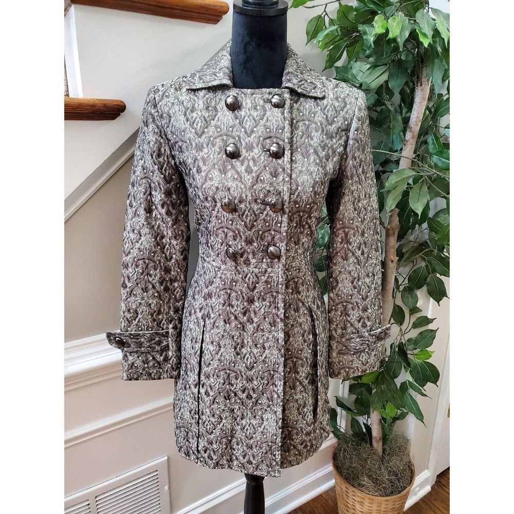 Rafaella Women's Gray Rayon Buttons Front Long Sleeve‎ Casual Long Jacket Size 6